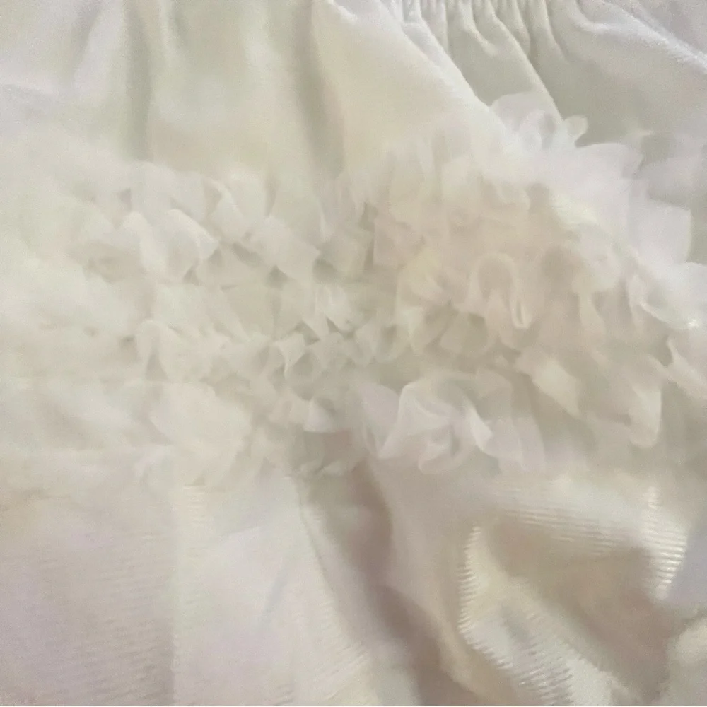White Diaper Cover with Frilly Bottom